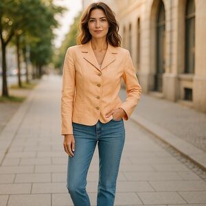 Tradition Women’s Linen & Silk Blend 3-Buttons Size Medium Blazer Jacket